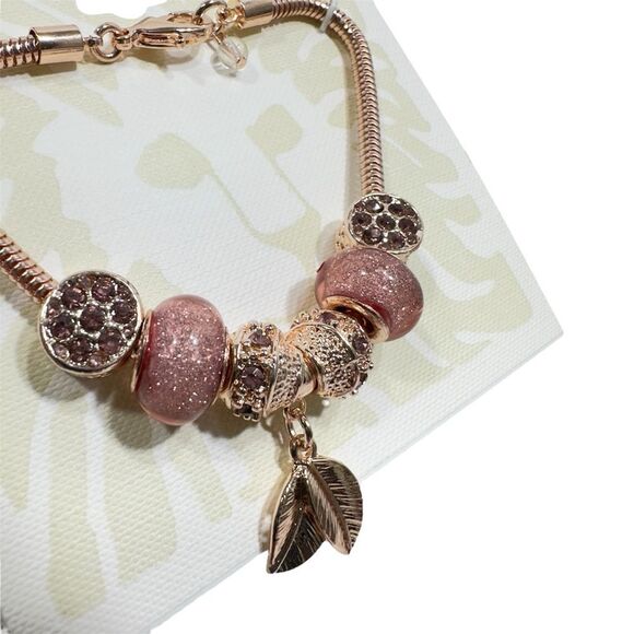 ANNE KLEIN ROSE GOLD TONE CHARM BRACELET NWT - Picture 2 of 3